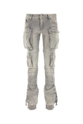 The Attico Cargo Denim Jeans — Gray
