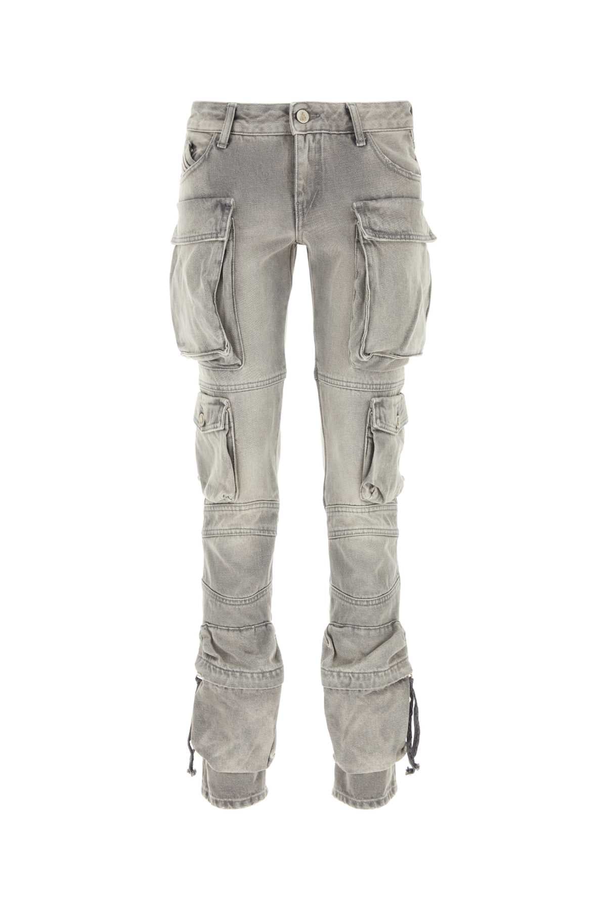 The Attico Cargo Denim Jeans — Gray