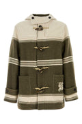 Burberry Striped Wool Blend Coat — Green