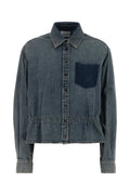 Alexander McQueen Denim with Contrast Pocket Shirt — Blue