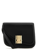 Ferragamo Leather with Grosgrain Clasp Crossbody Bag — Black