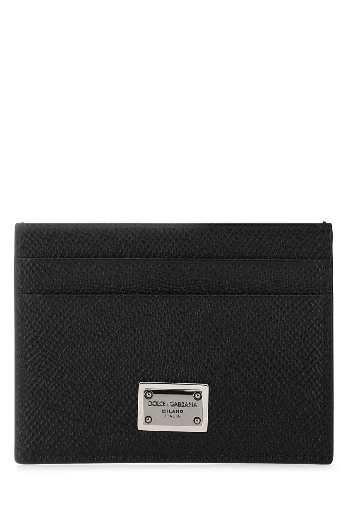 Dolce & Gabbana Textured Calfskin Card Case — Black