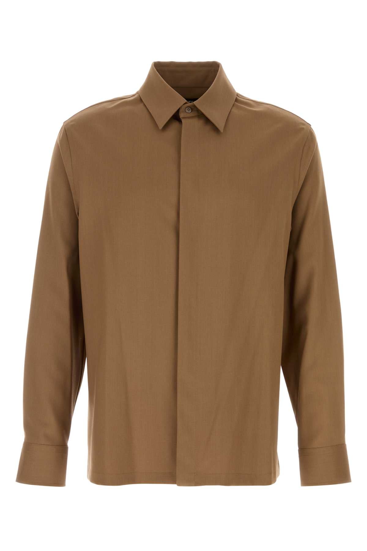 Fendi Virgin Wool Shirt — Tobacco