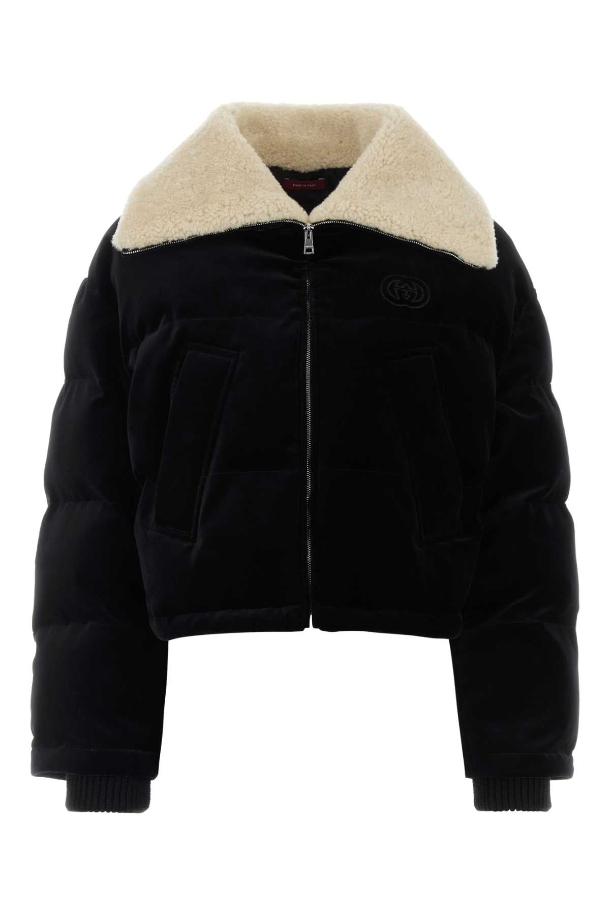 Gucci Velvet Padded Down Jacket — Black