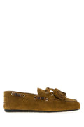 Miu Miu Suede Tassel Loafer — Khaki
