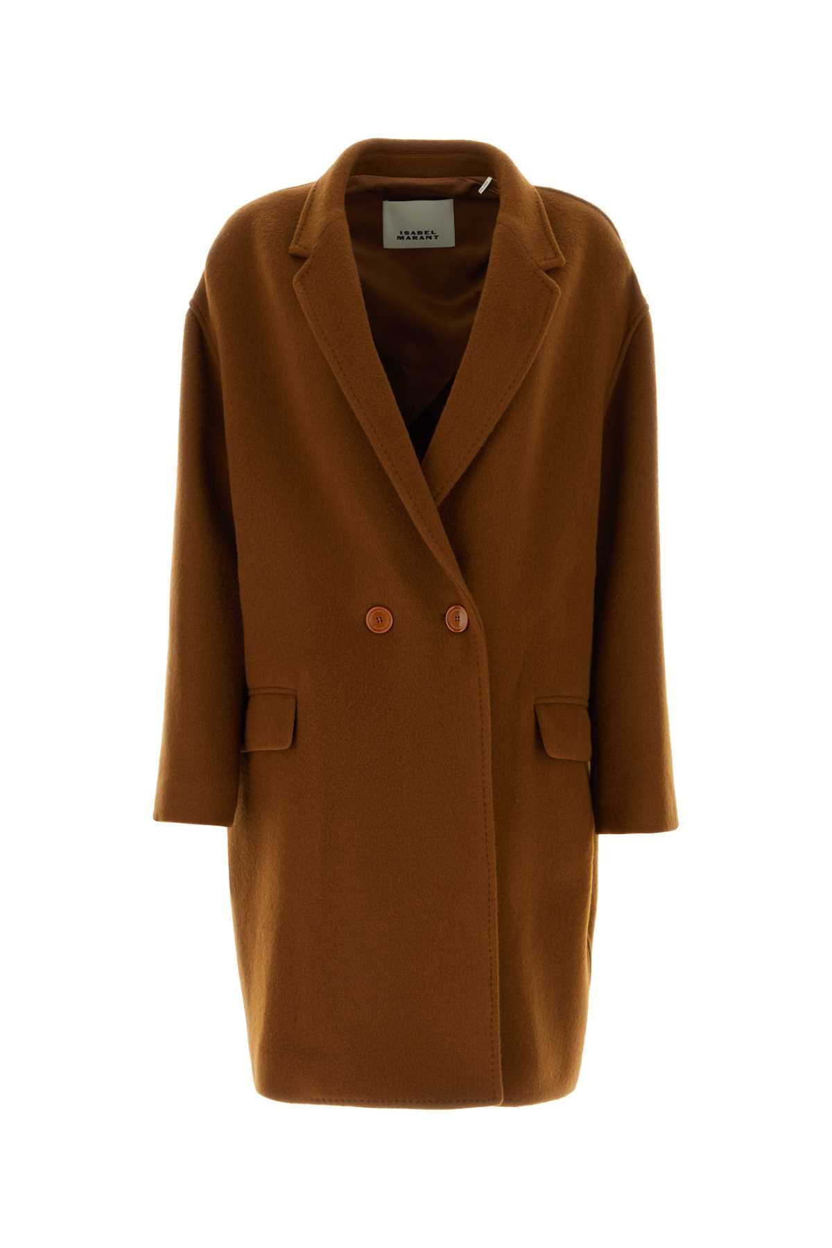 Isabel Marant Wool Cashmere Silk Coat — Brown