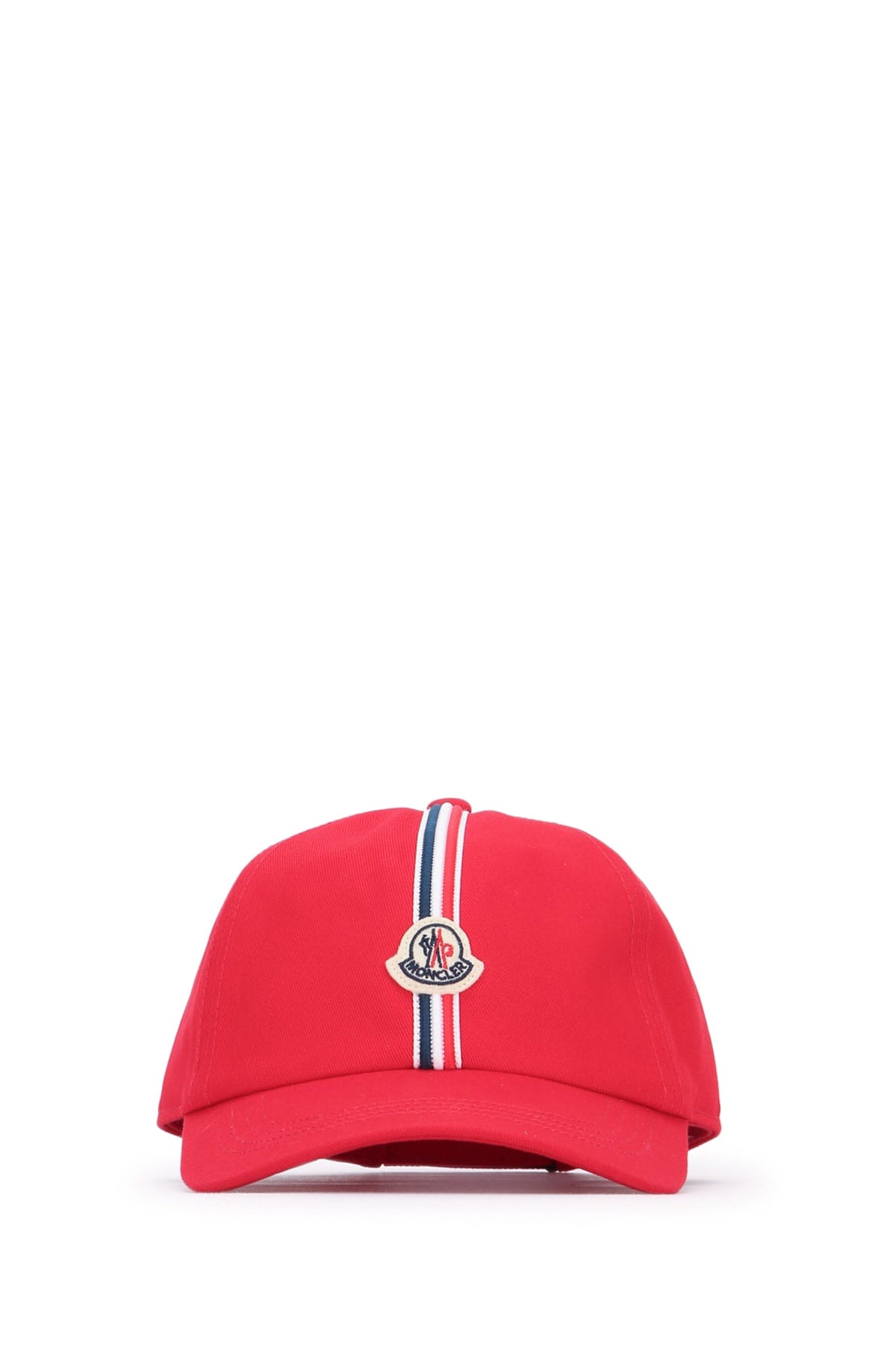 Moncler Jr BASEBALL Logo-Embroidered Baseball Cap — Red