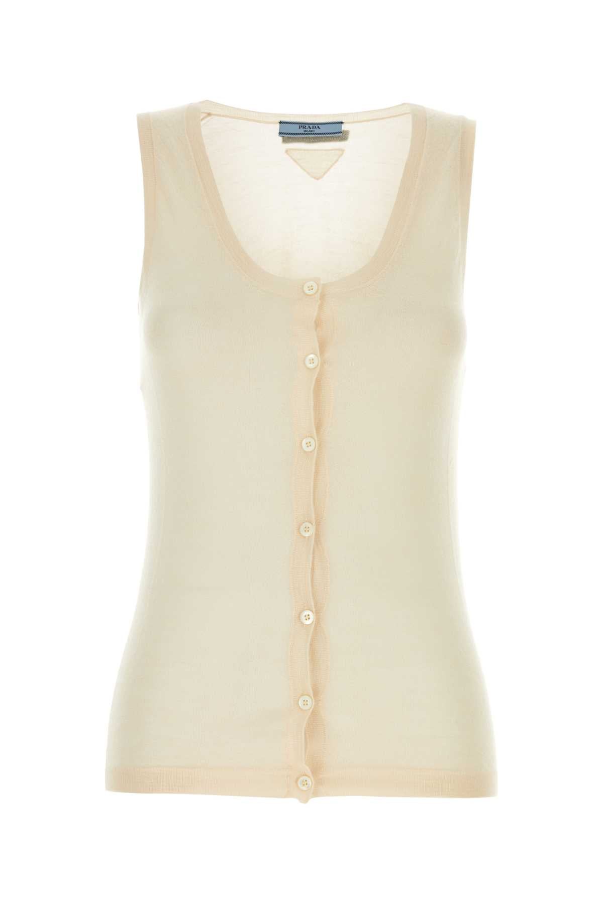 Prada Cashmere-Silk Blend Vest — Beige