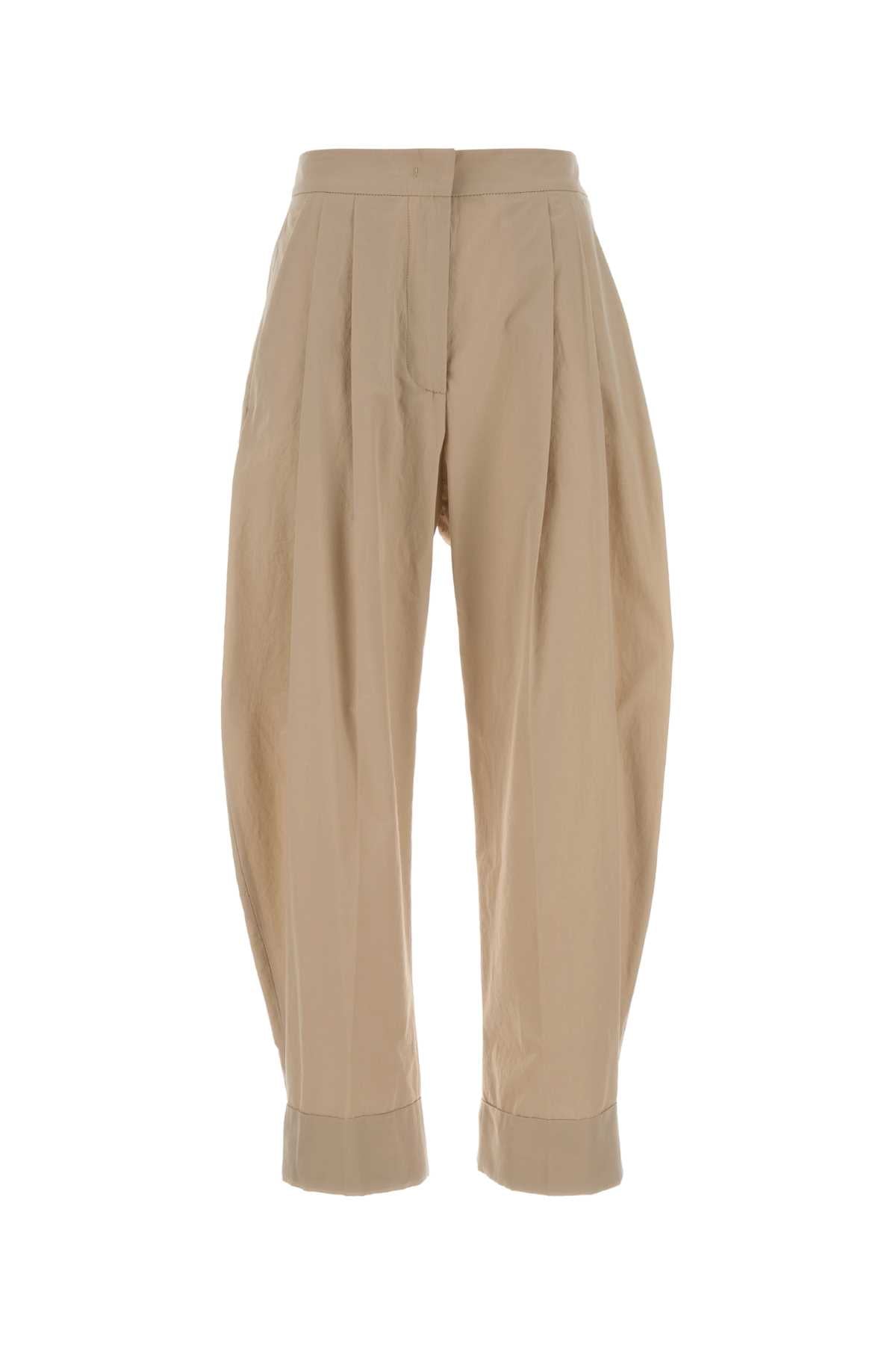 Pt Torino Pleated Cotton Trousers — Beige
