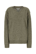 Maison Margiela Wool-Blend V-Neck Sweater — Green