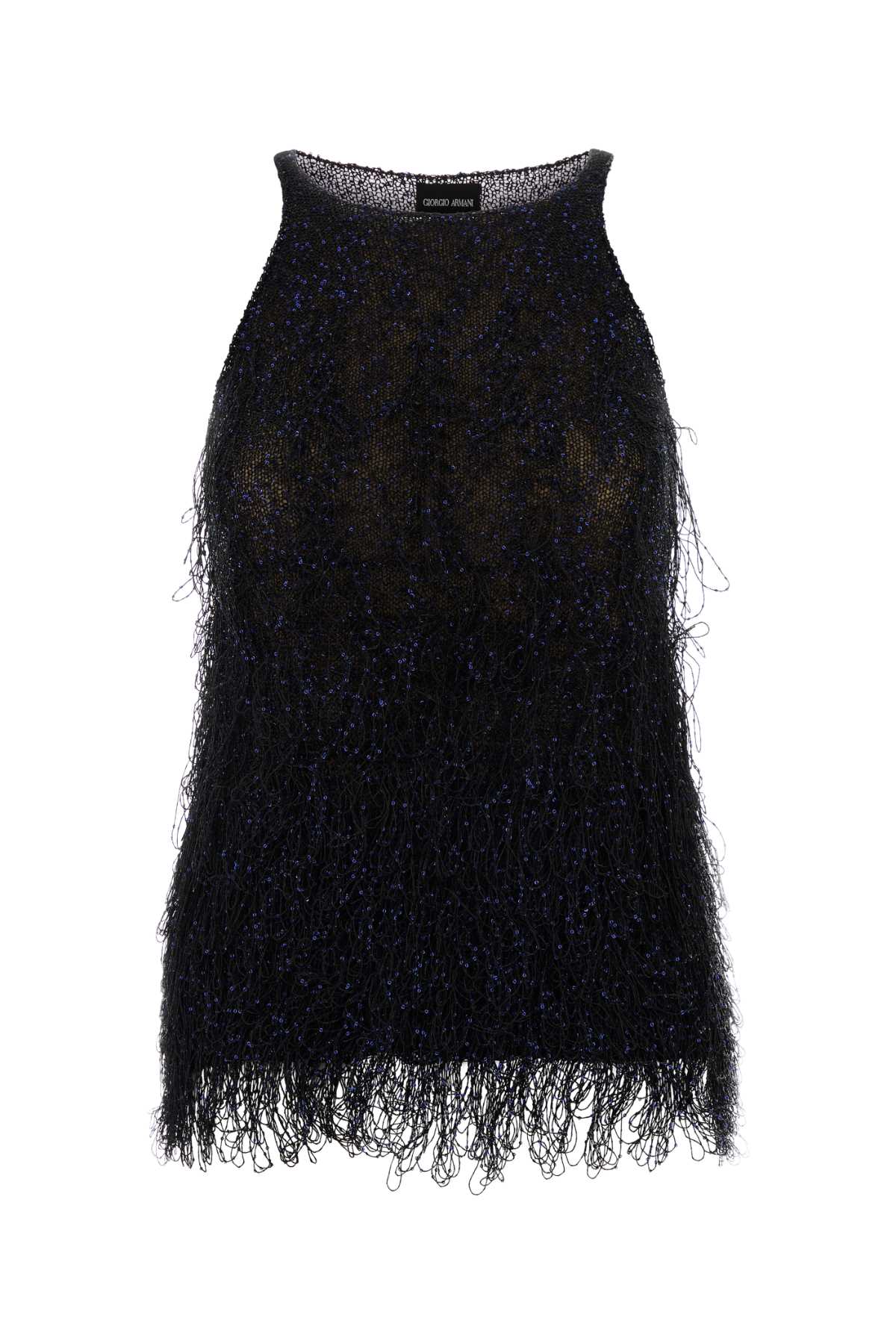 Giorgio Armani Embellished Nylon Tank Top — Black
