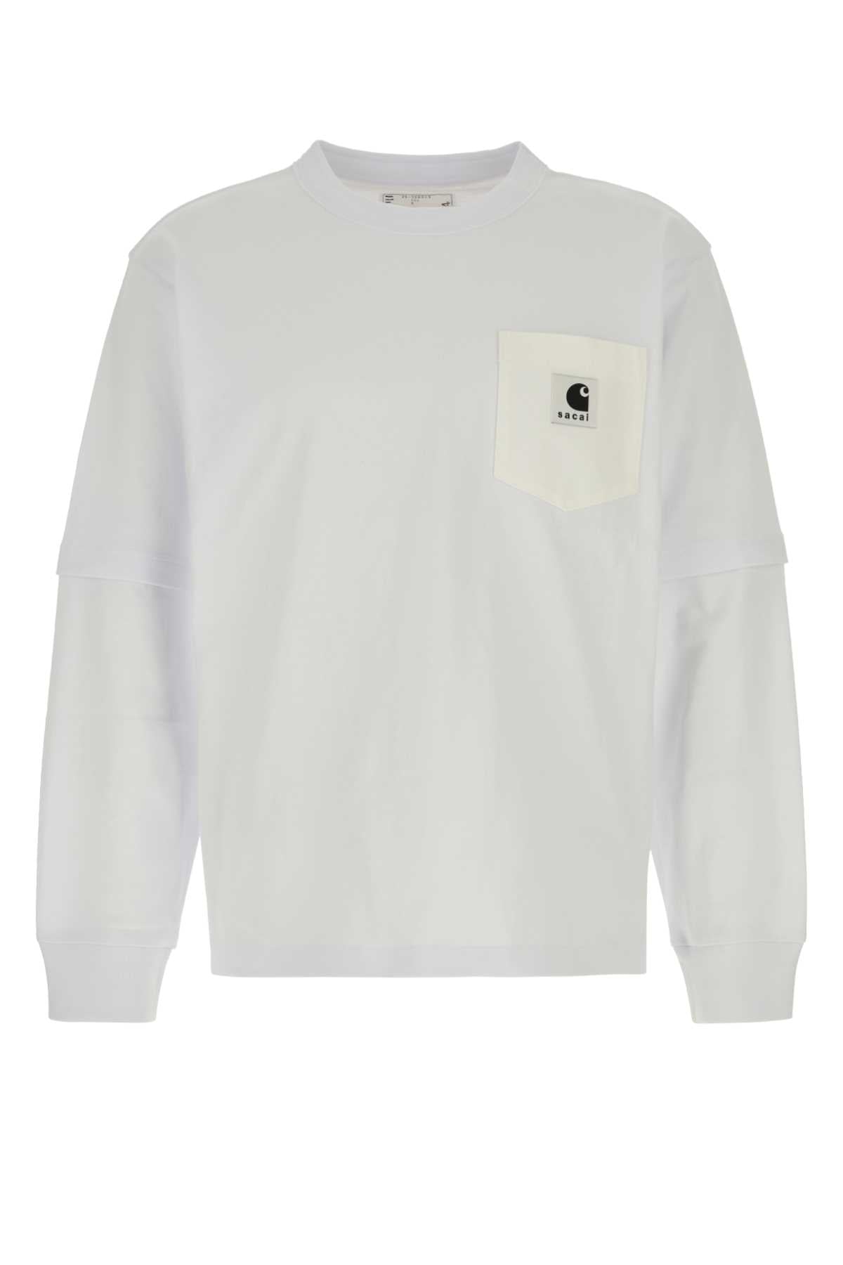 Sacai Cotton Jersey with Pocket T-Shirt — White