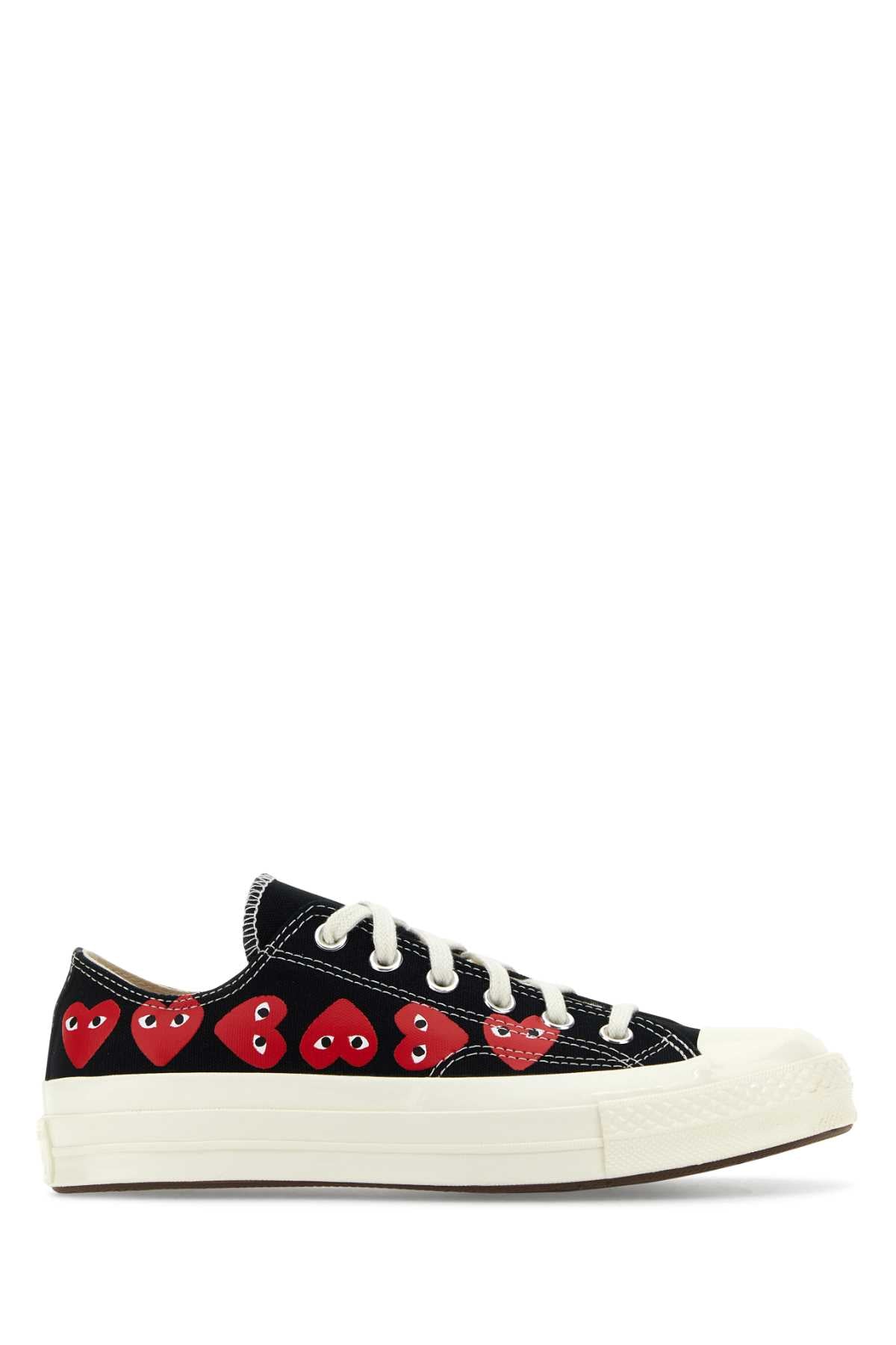 Comme Des Garcons Play Red Heart-Print Canvas Sneakers — Black