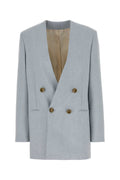 Alberta Ferretti Jersey Double-Breasted Blazer — Blue
