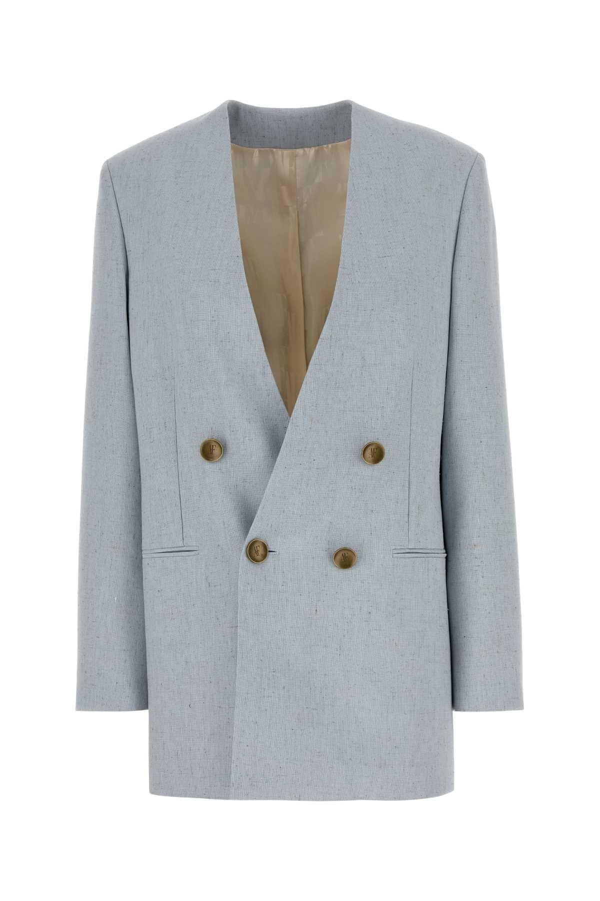 Alberta Ferretti Jersey Double-Breasted Blazer — Blue