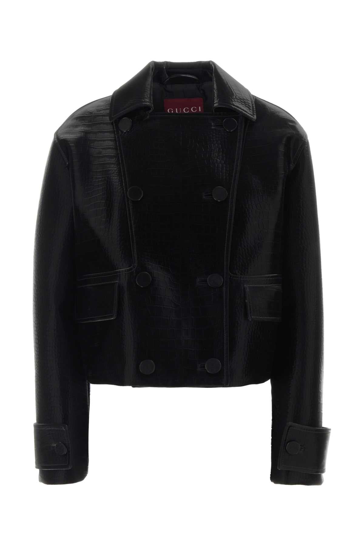 Gucci Cropped Lamb Leather Jacket — Black