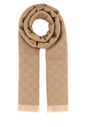 Gucci Logo-Embroidered Wool Scarf — Beige