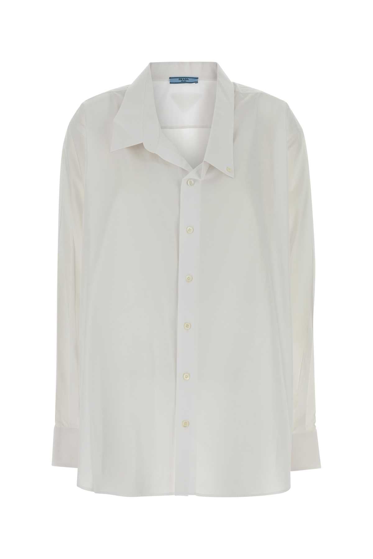 Camisa extragrande de popelina Prada — Blanco