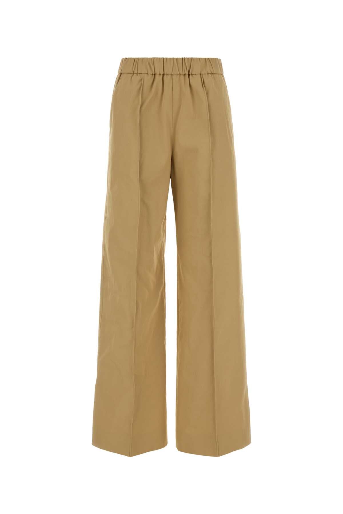 Jil Sander Cotton Wide-Leg Trousers — Beige