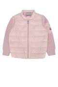 Moncler Jr Quilted Nylon Hybrid Cardigan — Pink