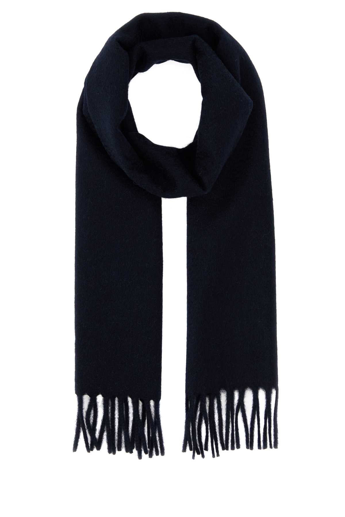 Prada Cashmere Fringed Scarf — Navy