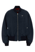 Prada Nylon Twill Bomber Jacket — Navy