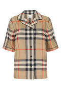 Burberry Checked Silk Satin Shirt — Beige