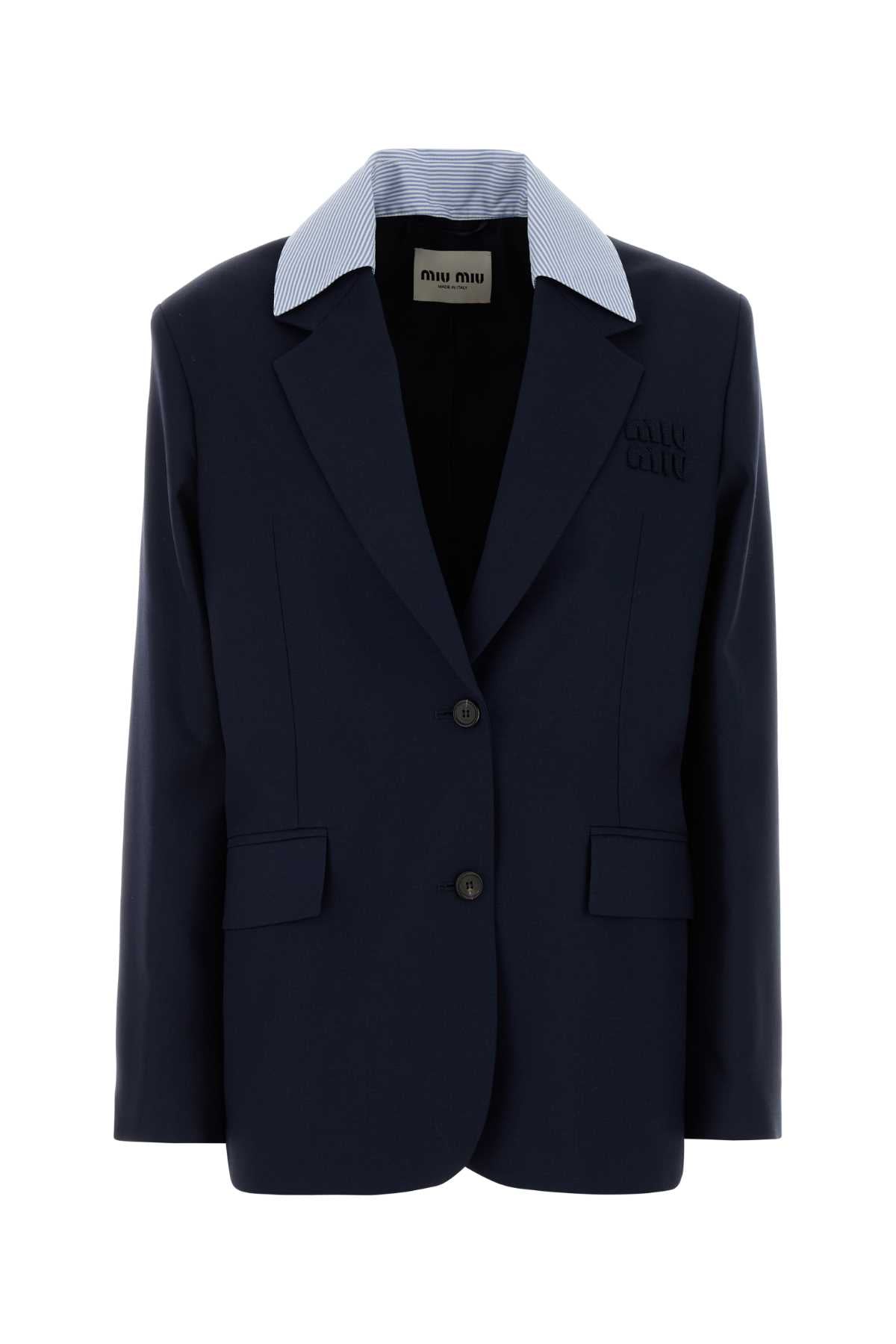 Miu Miu Virgin Wool Blazer — Navy