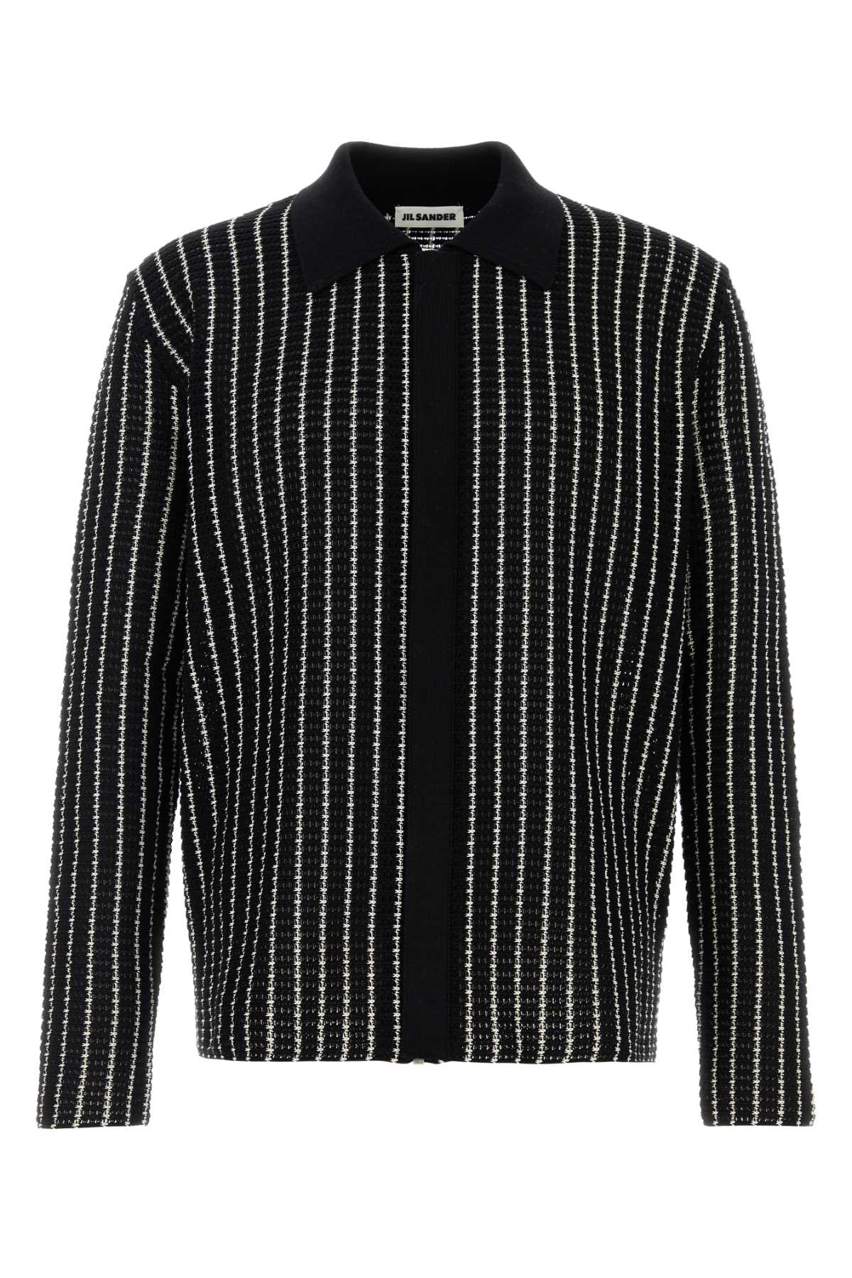 Jil Sander Embroidered Crochet Cardigan — Black