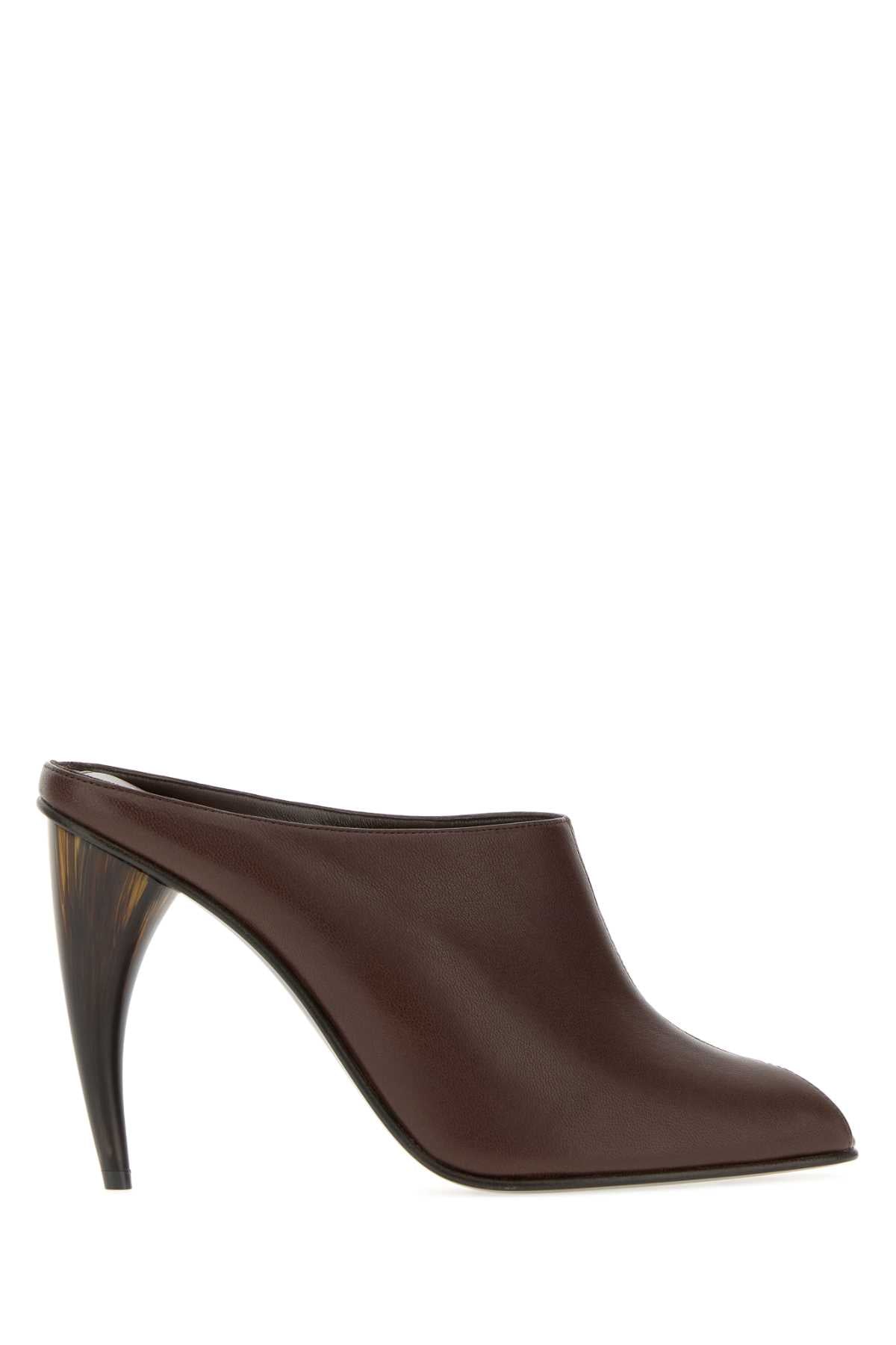 Alexander McQueen Leather Mule Mule Heel — Brown