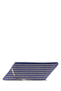 Kara Two-Tone Rhinestone-Embellished Clutch — Blue