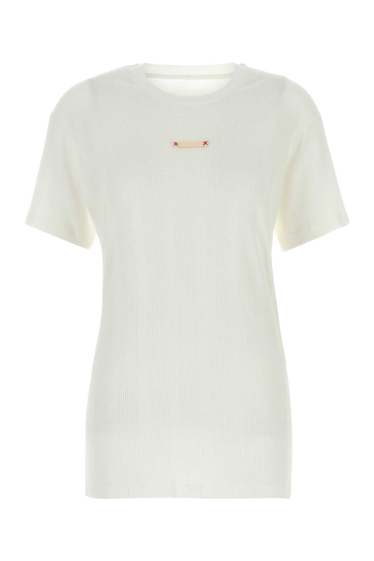 Maison Margiela Cotton Blend Ribbed T-Shirt — White