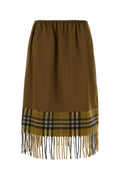 Burberry Plaid Tartan Satin Skirt — Brown