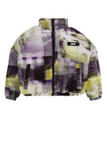 Dkny Junior Blurred Abstract Print Puffer Jacket — Purple