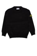 Stone Island Kids Logo-Embroidered Crew Neck Sweater — Black