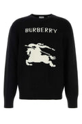 Burberry Logo-Embroidered Wool-Cashmere Blend Sweater — Black