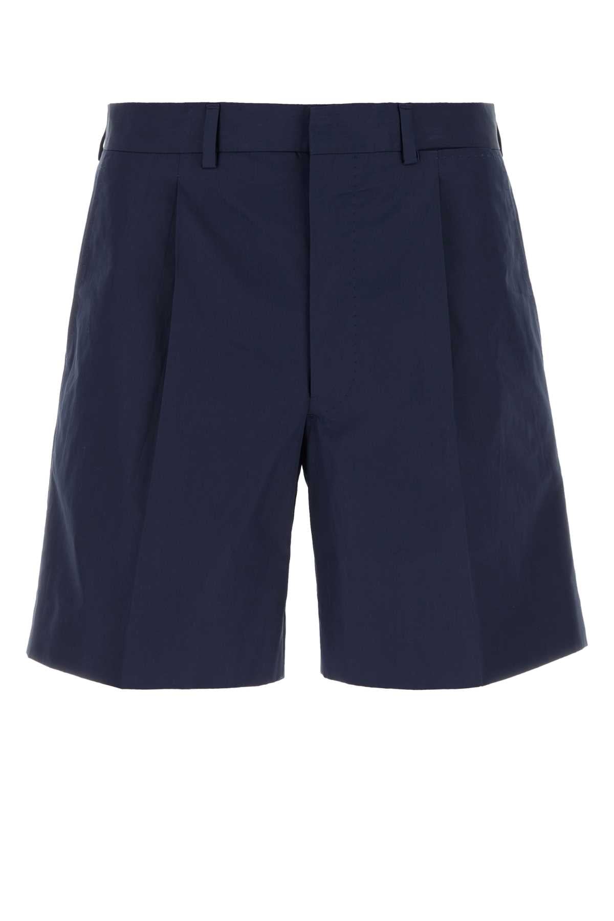 Prada Cotton Poplin Bermuda Shorts — Navy