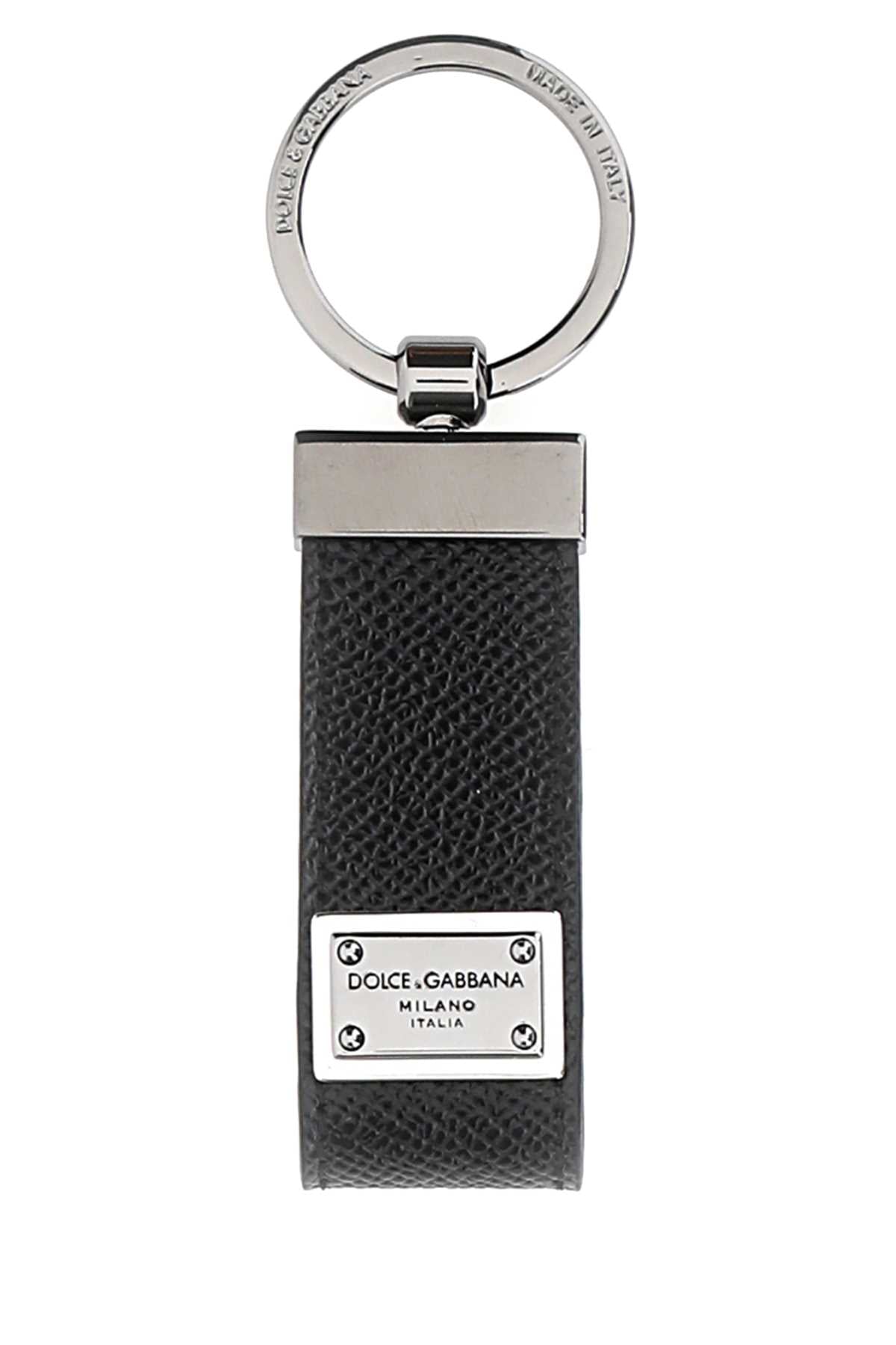 Dolce & Gabbana Textured Leather Key Case — Black