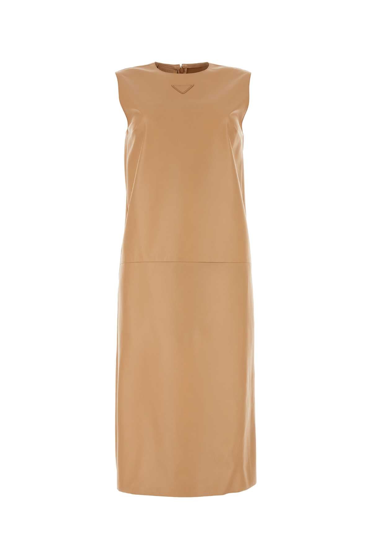 Prada Nappa Leather Dress — Beige