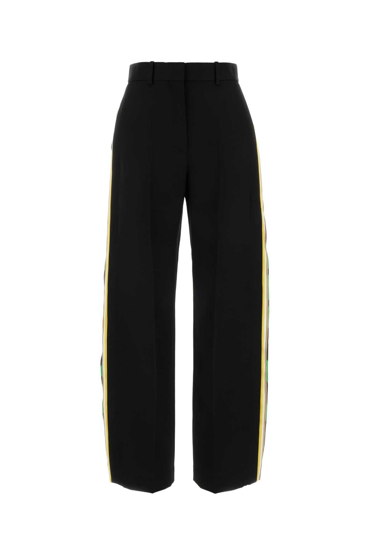 Loewe Wool-Blend Twill with Contrasting Side Stripe Trousers — Black