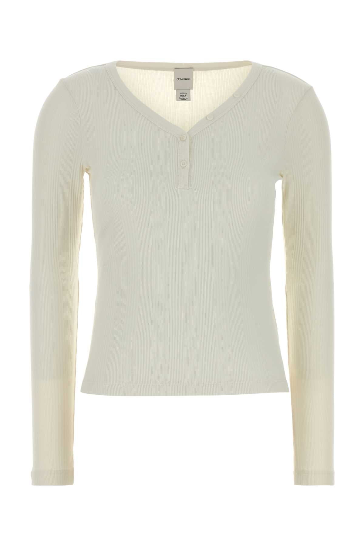Calvin Klein Varigated Henley — White