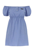 Vestido de popelín de algodón bordado Miu Miu — Azul