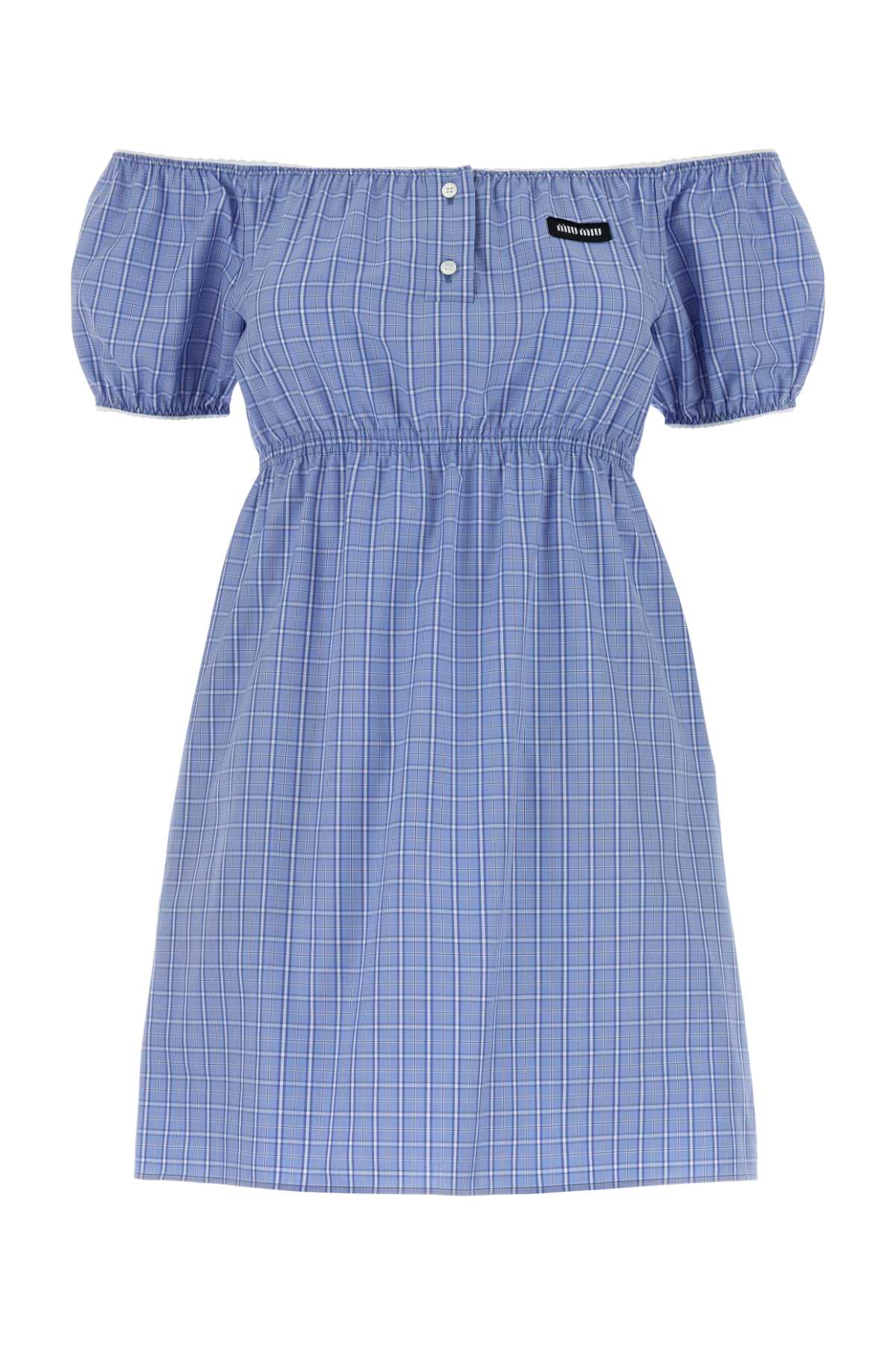 Vestido de popelín de algodón bordado Miu Miu — Azul
