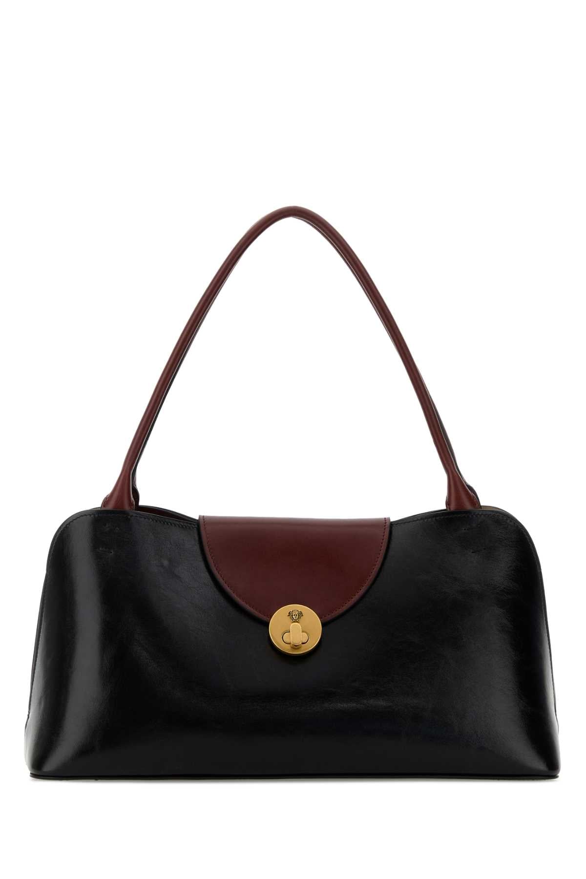 Versace Calf Leather Shoulder Bag — Black