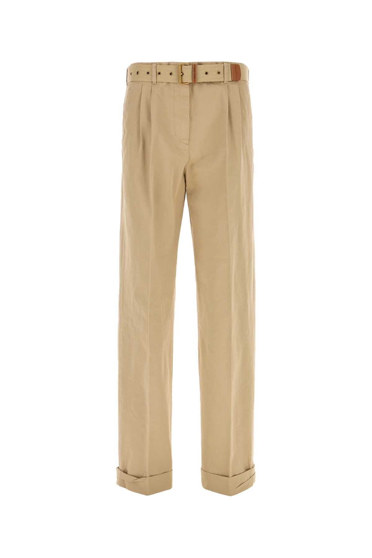Miu Miu Recycled Cotton Trousers — Beige