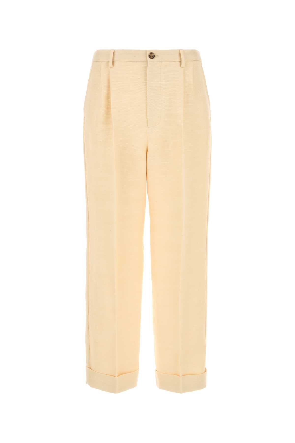 Valentino Garavani Jute Blend Trousers — Beige