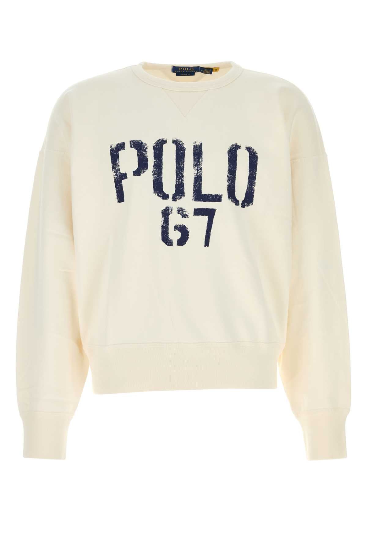 Polo Ralph Lauren Logo-Print Cotton Blend Sweatshirt — Beige