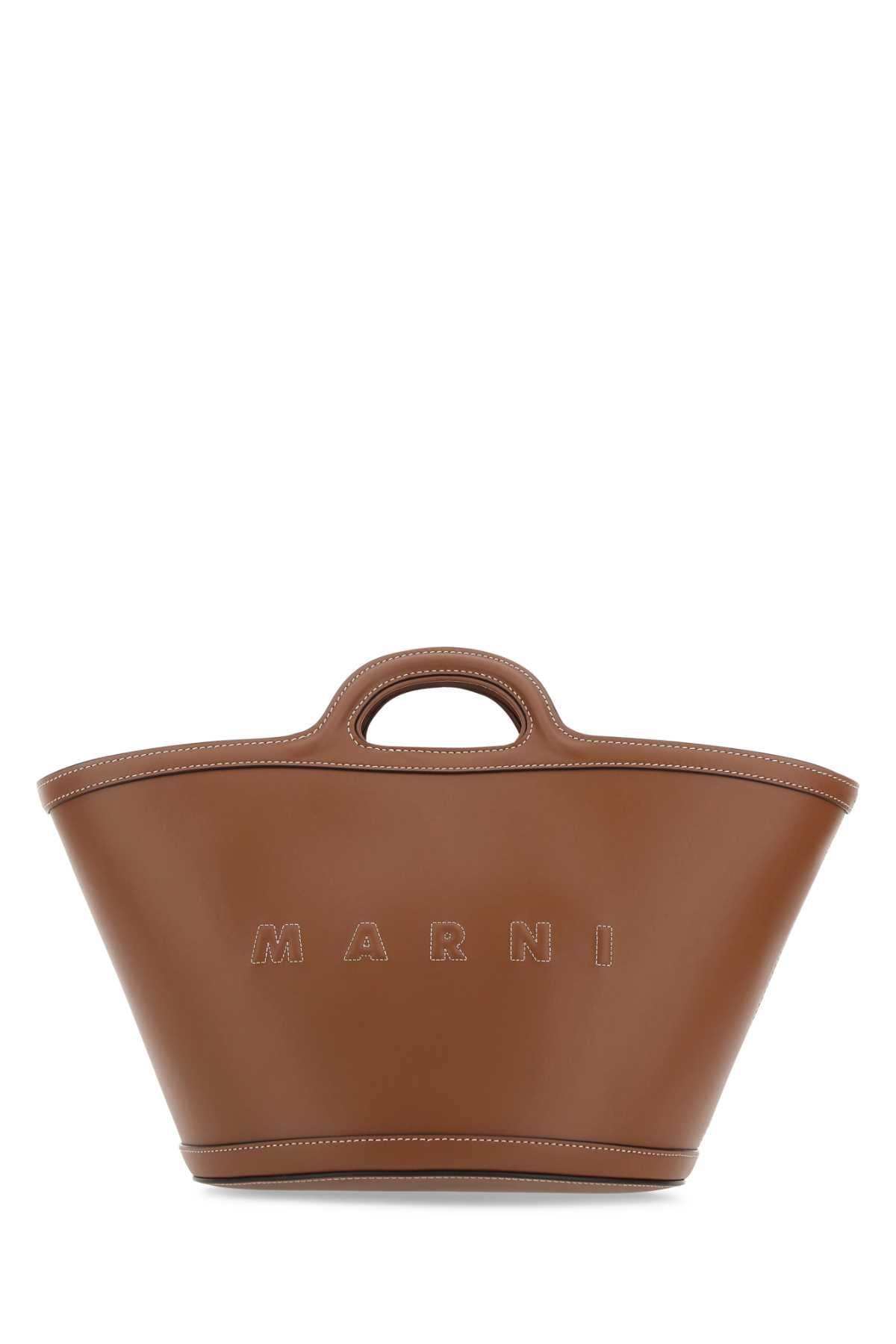 Marni Leather Top Handle Bag — Brown
