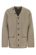 Bottega Veneta Ribbed Wool-Cashmere Cardigan — Beige