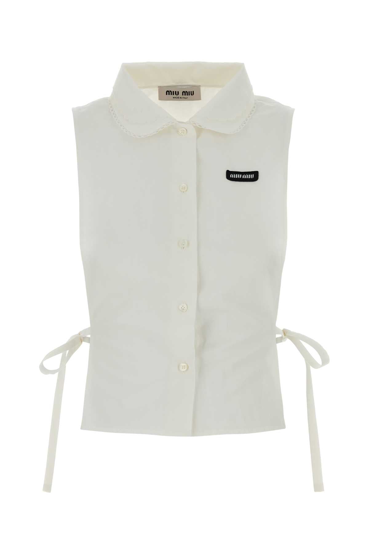 Miu Miu Cotton-Linen Shirt — White